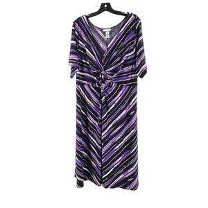 Catherine's Plus Purple Striped Stretch Short Sleeve Party Dress Size 2X 22-24